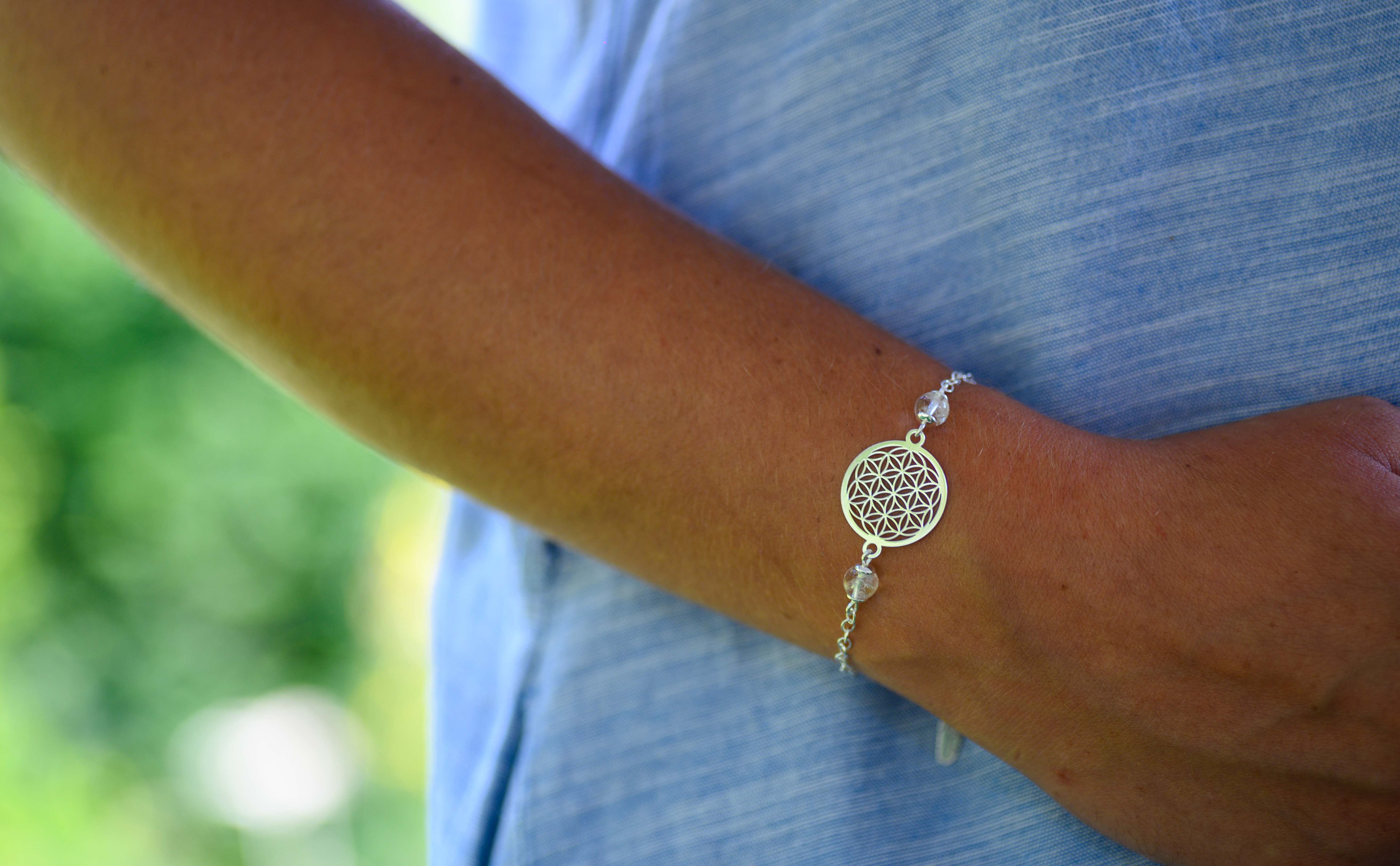 BRACELET FLEUR DE VIE CRISTAL DE ROCHE